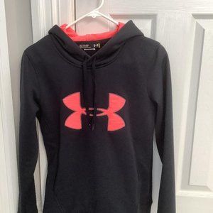 Under Armour Hoodie Fleece Lined - Size XS - Black and Coral